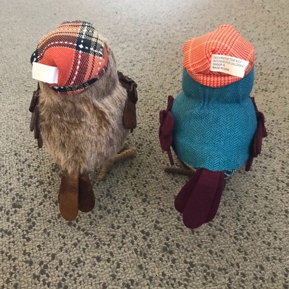 Target Wondershop Set of 2 Decorative Fabric Owls - Brown & Teal